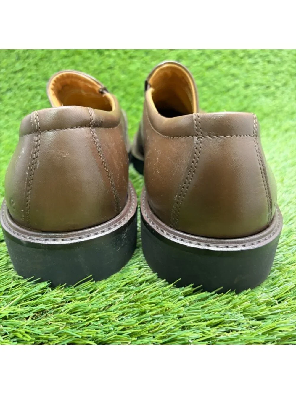 Ecco Metropole London Mens Size 12 Brown Classic Leather Slip On Dress Shoes